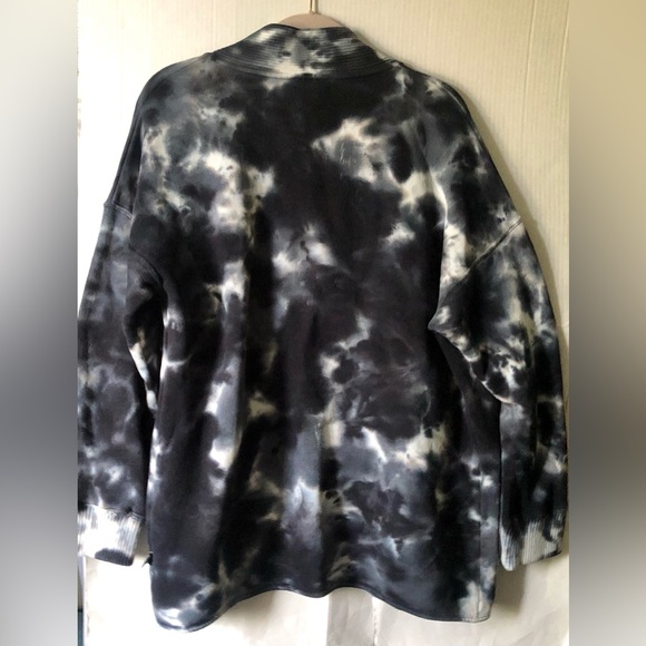 Joy Lab black onyx custom tie dye French Terry Cardigan XS oversized fits S to M - Picture 6 of 8